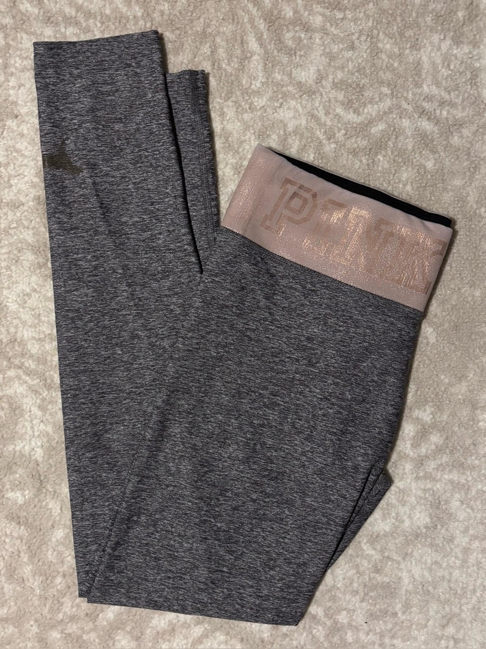 PINK Victoria's Secret - Ultimate Legging Grey Pink Metallic Pocket Waistband